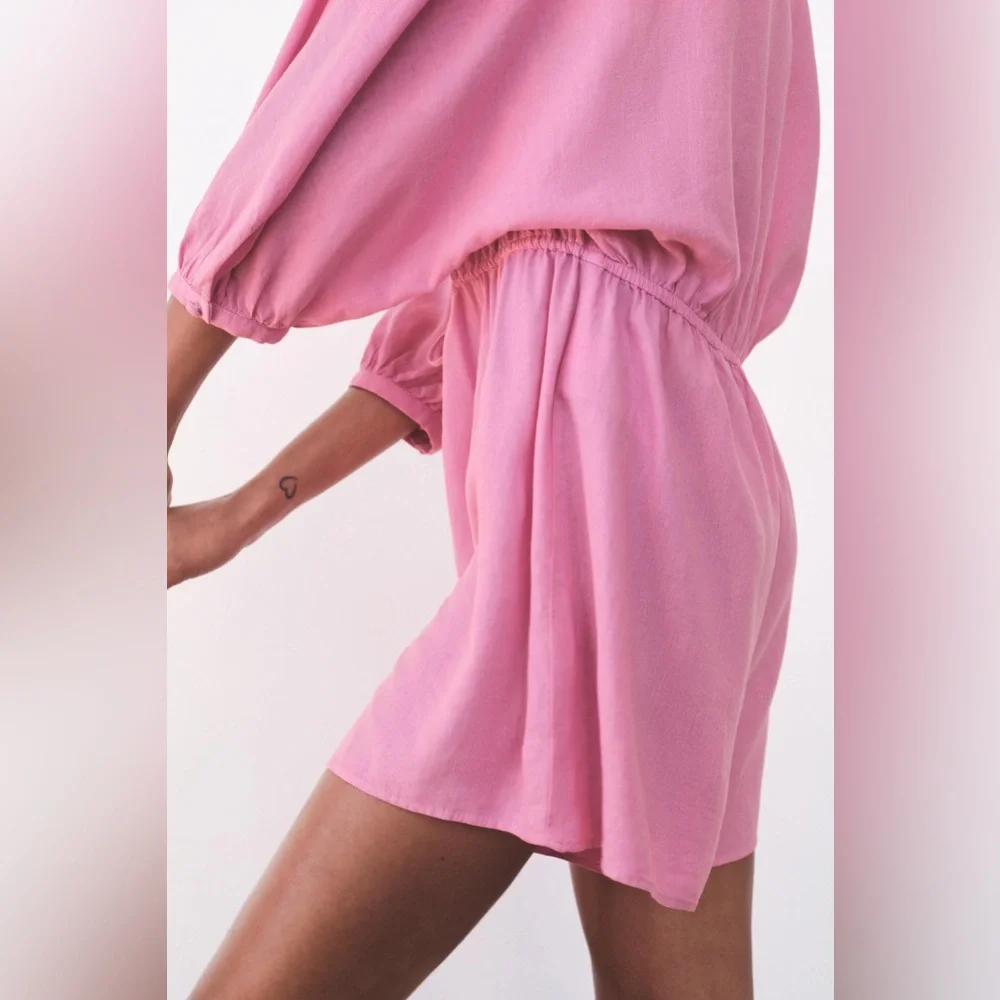 ZARA BLOGGER FAVORITE LINEN BLEND SHORT JUMPSUIT